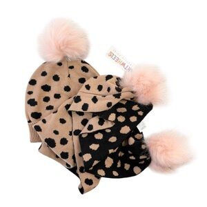Cartwheels Charlie Paige Polka Dot Kids Beanie Set with Pom Poms